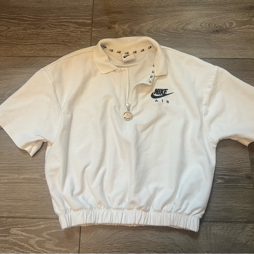 Nike Air White Crop Top Half Zip T-shirt